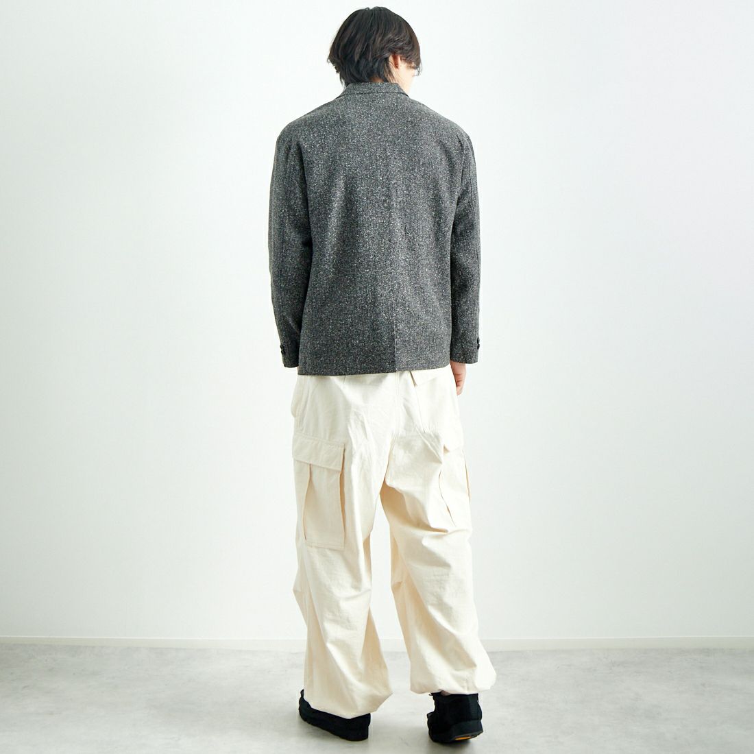 Jeans Factory Clothes [ジーンズファクトリークローズ] PREMIUM WARM ワイドジャケット [JFC-244-082] CHARCOAL &&モデル身長：179cm 着用サイズ：M&&