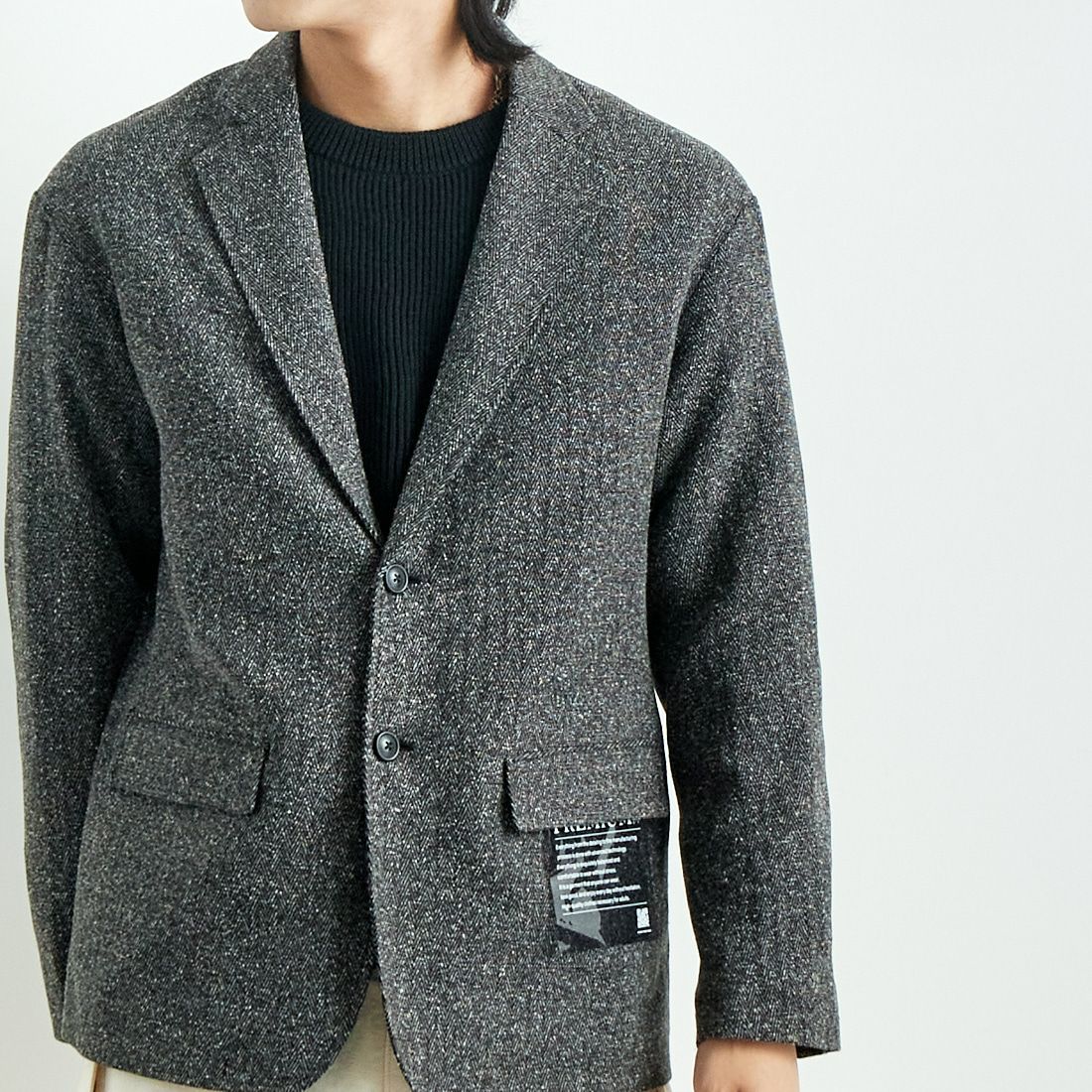 Jeans Factory Clothes [ジーンズファクトリークローズ] PREMIUM WARM ワイドジャケット [JFC-244-082] CHARCOAL &&モデル身長：179cm 着用サイズ：M&&