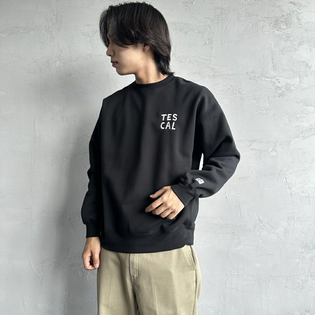 The Endless Summer [エンドレスサマー] 別注 TES CALIF MAP バック刺繍スウェット [C-24774504-JF] 01 BLACK &&モデル身長：179cm 着用サイズ：M&&