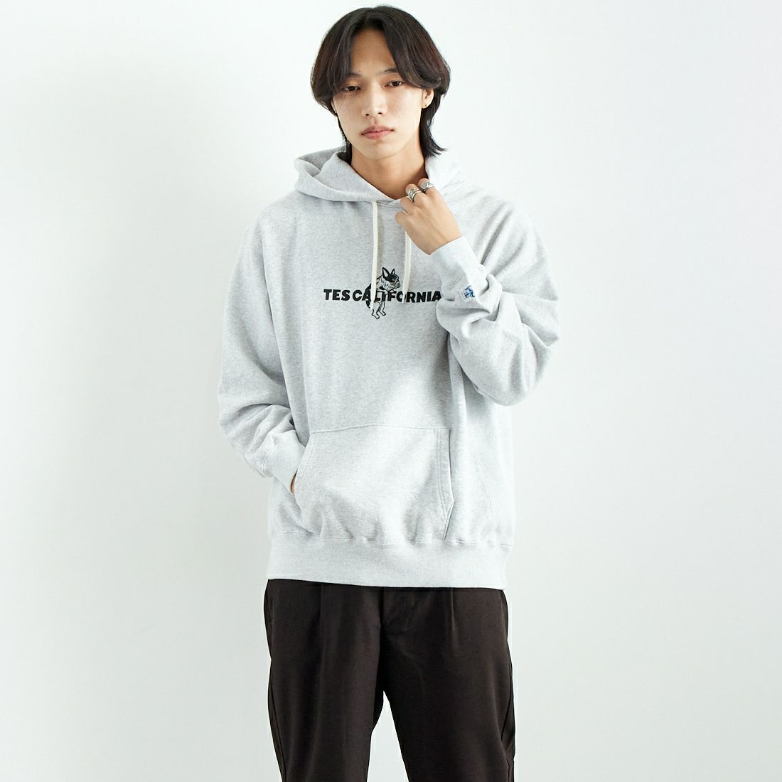 The Endless Summer [エンドレスサマー] BUHI オールスタースウェットパーカー [FH-24774322] 03 GRAY &&モデル身長：179cm 着用サイズ：L&&