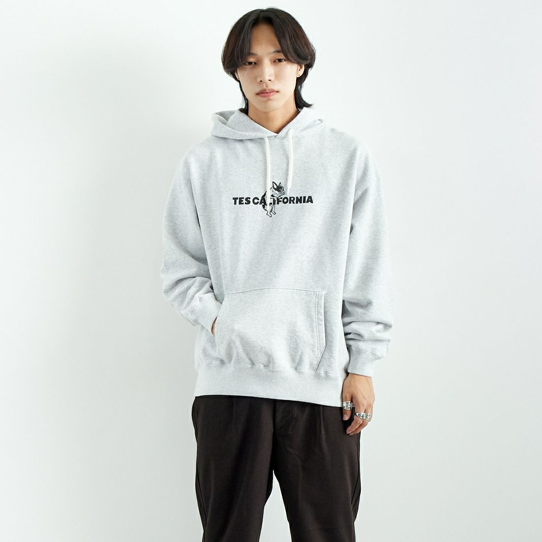 The Endless Summer [エンドレスサマー] BUHI オールスタースウェットパーカー [FH-24774322] 03 GRAY &&モデル身長：179cm 着用サイズ：L&&