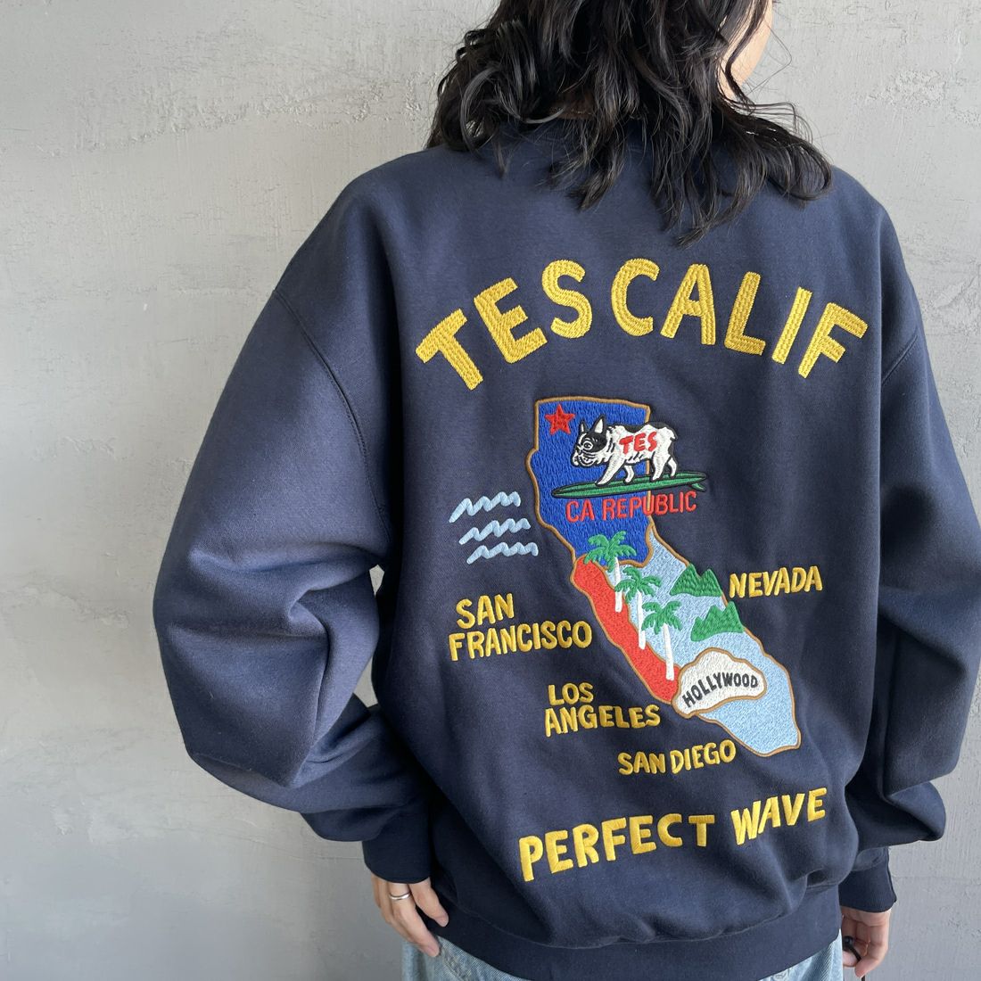 The Endless Summer [エンドレスサマー] 別注 TES CALIF MAP バック刺繍スウェット [C-24774504-JF] 60 NAVY
