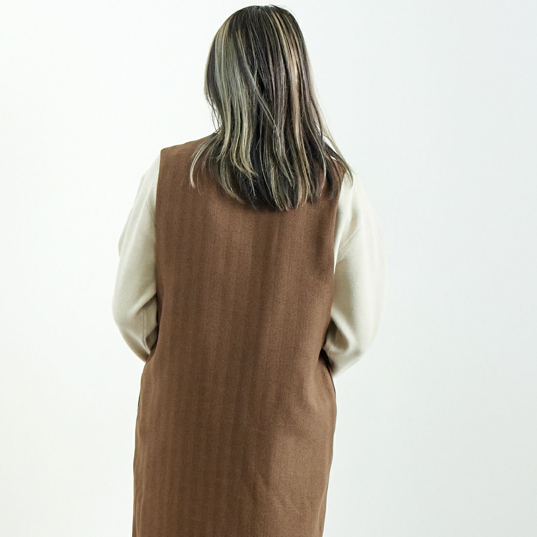 CLOCHE [クロシェ] ヘリンボーンツイードジャンスカ [45085052] ﾌﾞﾗｳﾝ &&モデル身長：167cm 着用サイズ：2&&