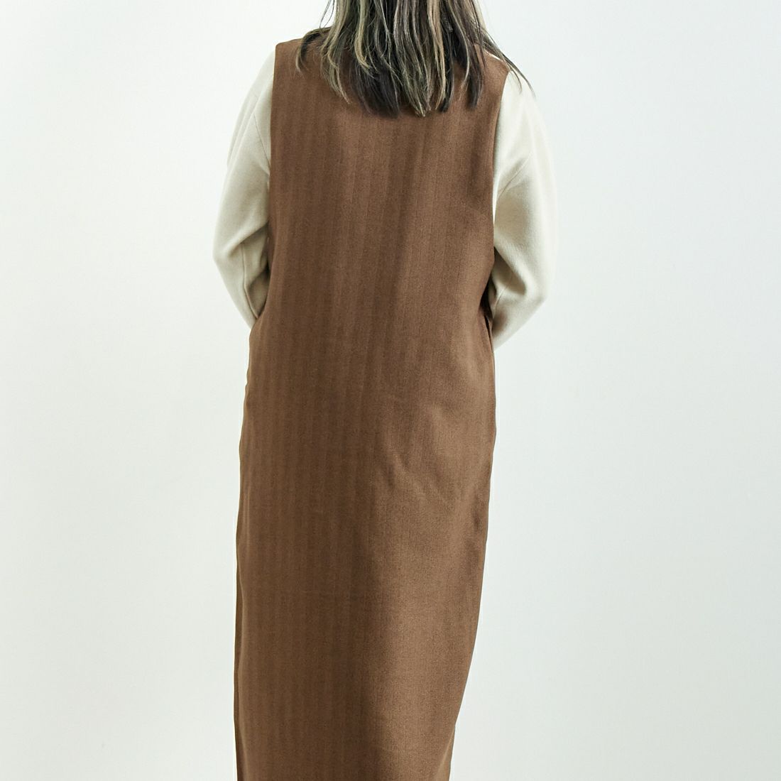 CLOCHE [クロシェ] ヘリンボーンツイードジャンスカ [45085052] ﾌﾞﾗｳﾝ &&モデル身長：167cm 着用サイズ：2&&