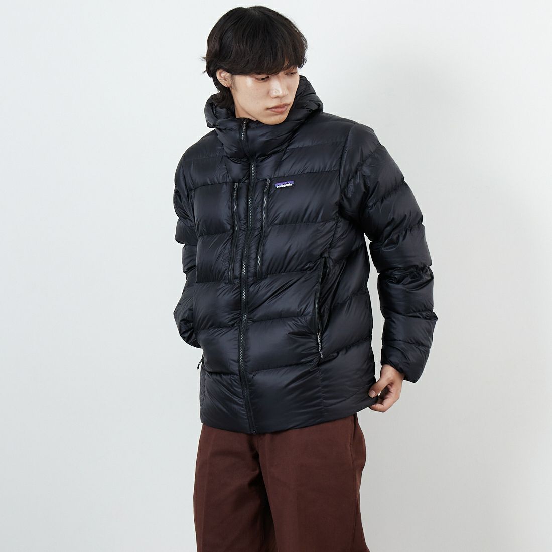 patagonia [パタゴニア] メンズ フィッツロイ ダウンフーディ [85500] BLK &&モデル身長：179cm 着用サイズ：M&&