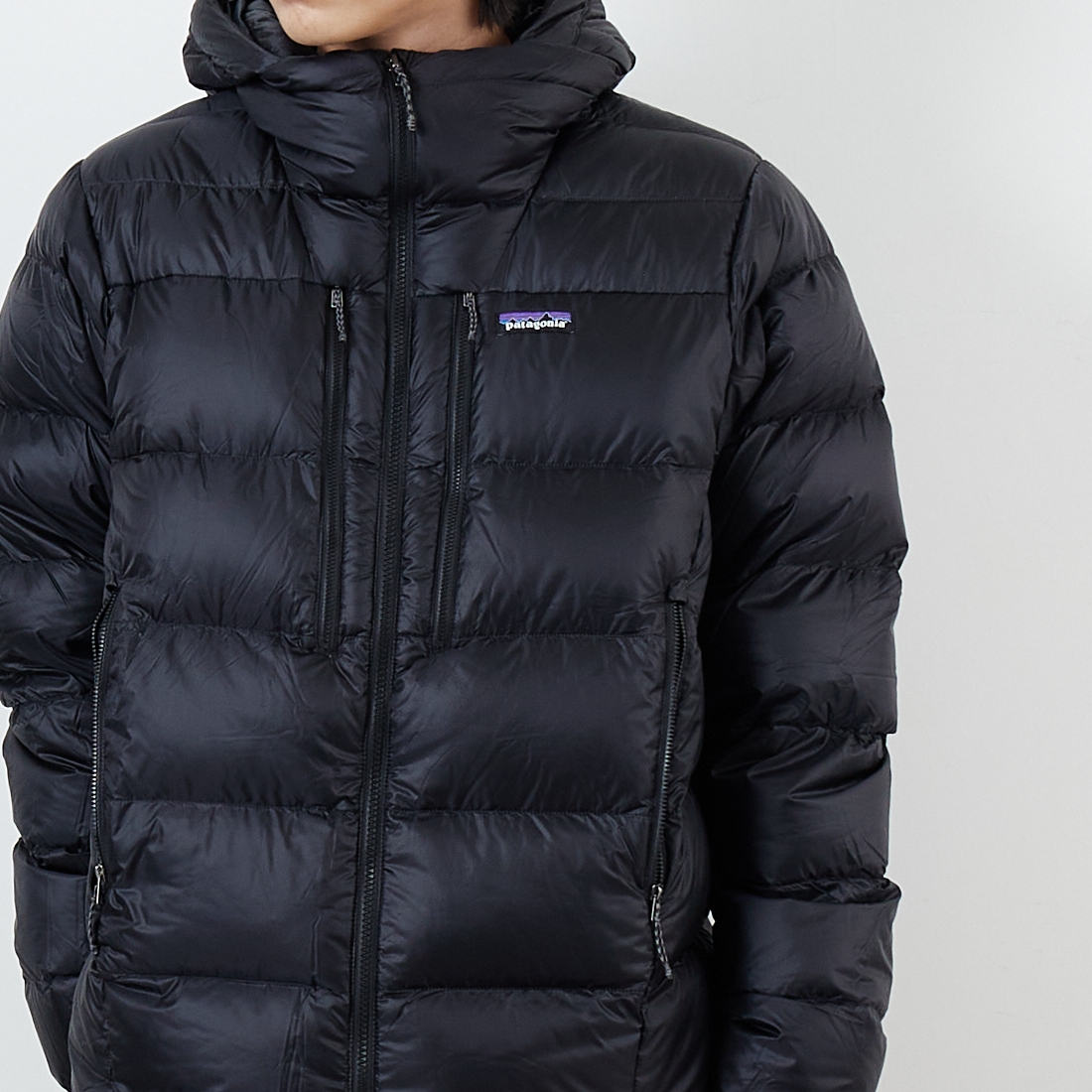 patagonia [パタゴニア] メンズ フィッツロイ ダウンフーディ [85500] BLK &&モデル身長：179cm 着用サイズ：M&&
