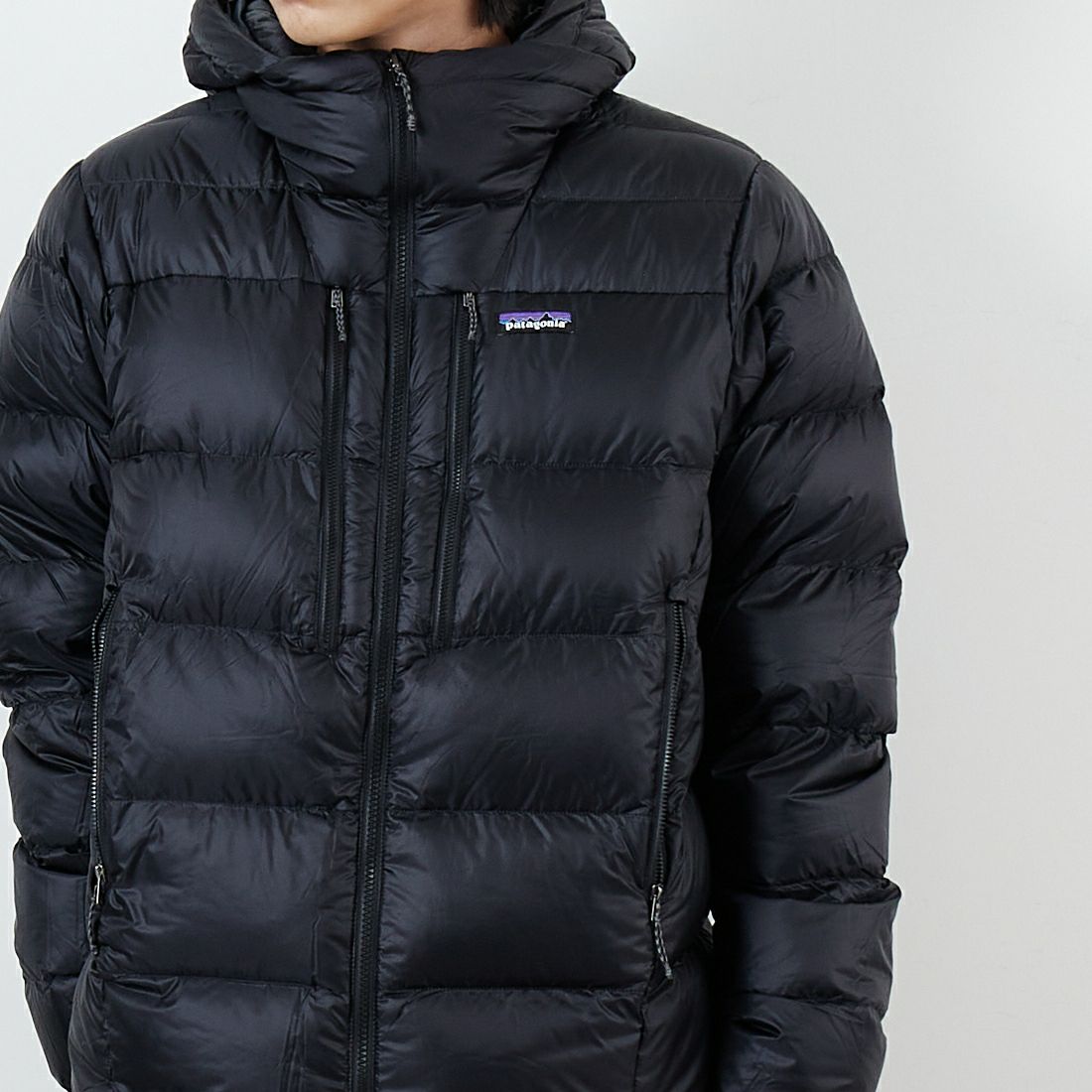 patagonia [パタゴニア] メンズ フィッツロイ ダウンフーディ [85500] BLK &&モデル身長：179cm 着用サイズ：M&&