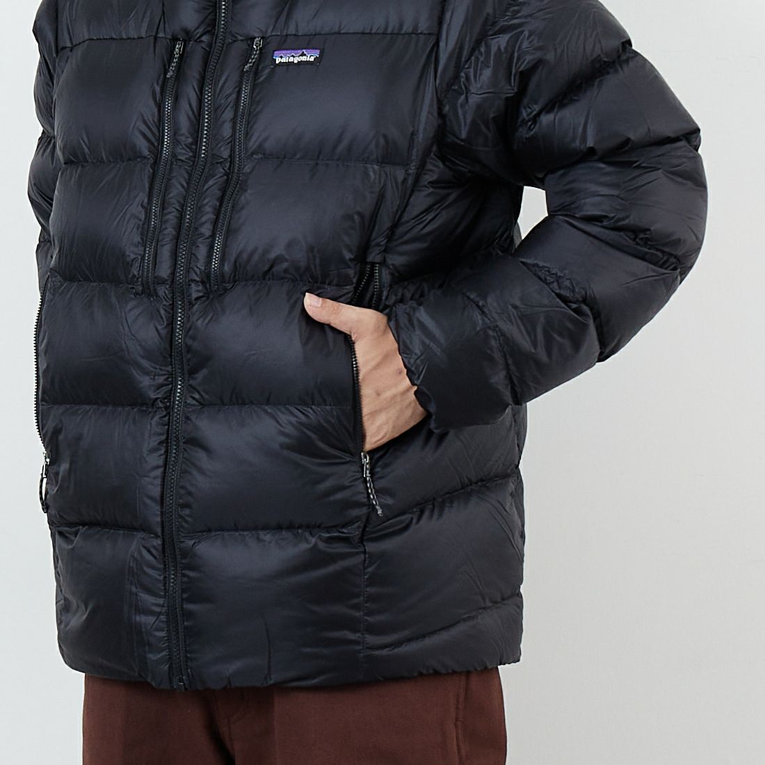 patagonia [パタゴニア] メンズ フィッツロイ ダウンフーディ [85500] BLK &&モデル身長：179cm 着用サイズ：M&&