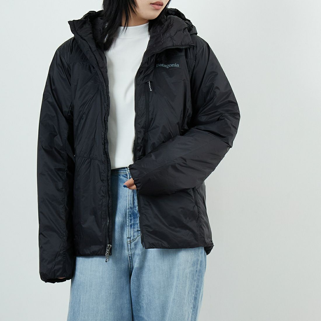 patagonia [パタゴニア] メンズ DASライトフーディ [85301] BLK &&モデル身長：167cm 着用サイズ：XS&&