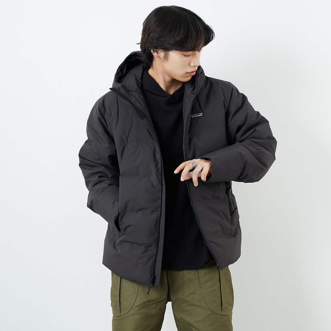 patagonia [パタゴニア] メンズ ジャクソン グレイシャージャケット [27921] BLK &&モデル身長：179cm 着用サイズ：L&&
