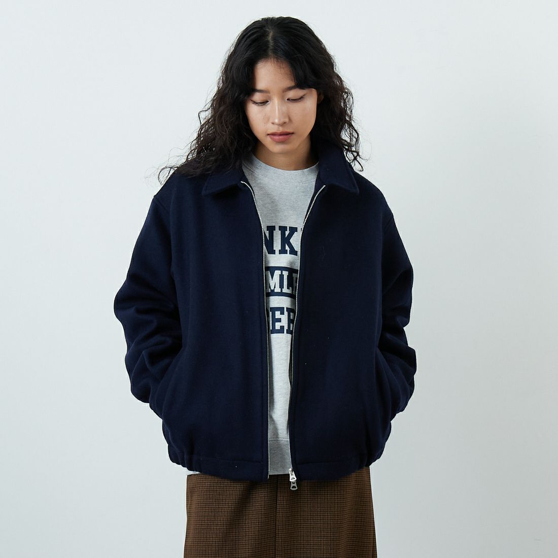 FIDELITY [フィデリティ] ダブルビーバーメルトン スイングトップ [C-24775023] 68 YANKEE &&モデル身長：162cm 着用サイズ：M&&