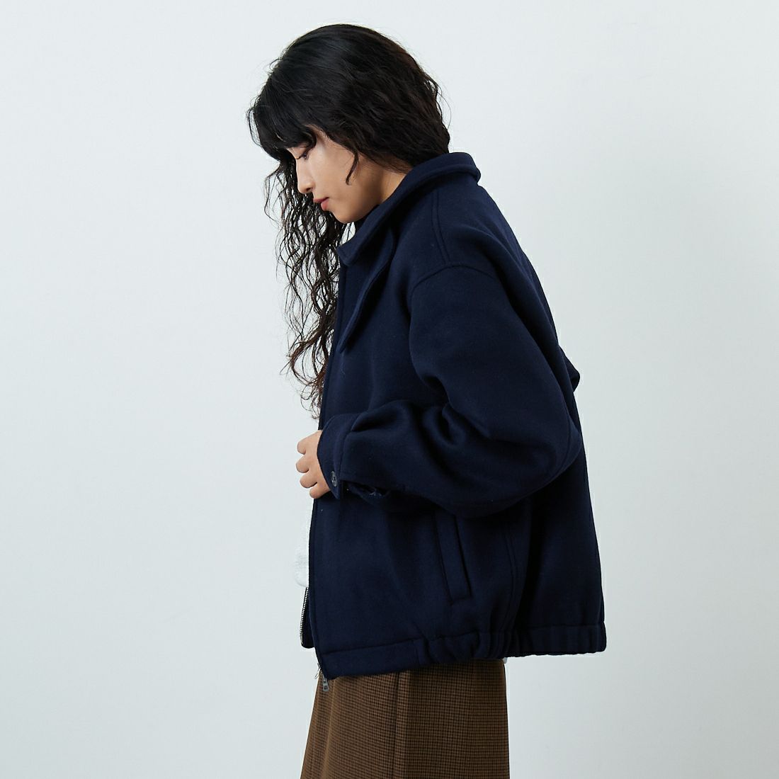 FIDELITY [フィデリティ] ダブルビーバーメルトン スイングトップ [C-24775023] 68 YANKEE &&モデル身長：162cm 着用サイズ：M&&