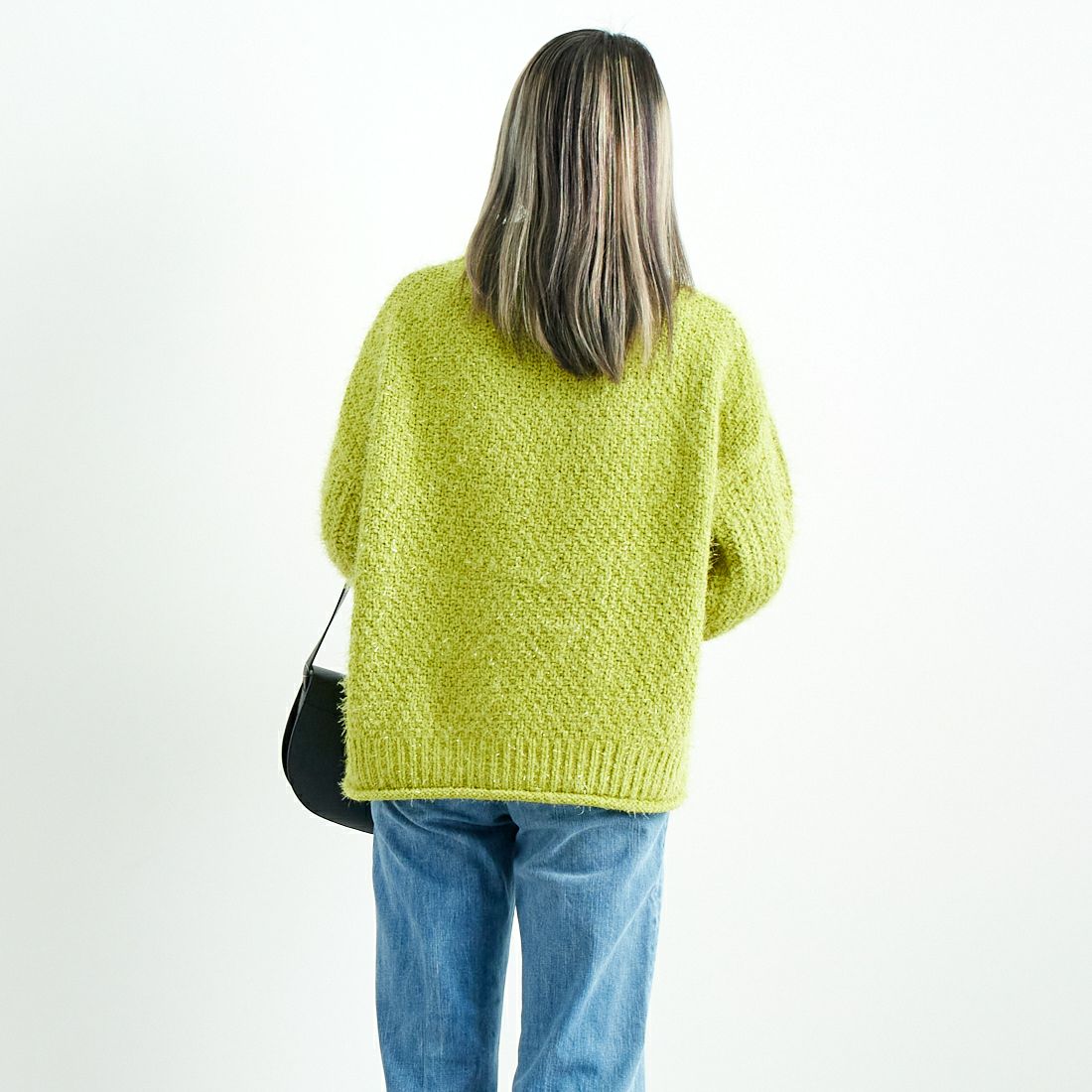 Jf Ready Made [ジェイエフレディメイド] ラメモールバスケット編みプルオーバー [3224424] ｲｴﾛｰｸﾞﾘｰﾝ &&モデル身長：167cm 着用サイズ：F&&