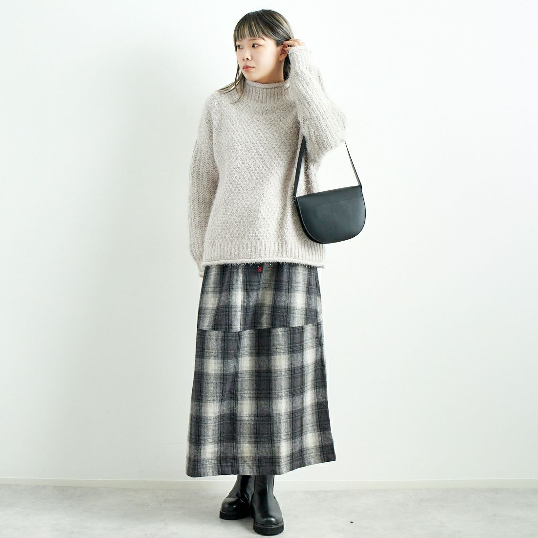 Jf Ready Made [ジェイエフレディメイド] ラメモールバスケット編みプルオーバー [3224424] ｸﾞﾚｰﾍﾞｰｼﾞｭ &&モデル身長：167cm 着用サイズ：F&&