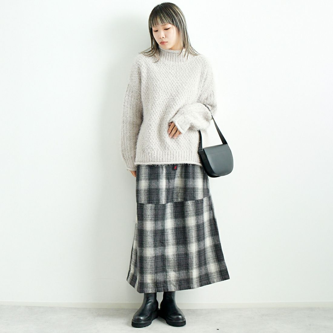 Jf Ready Made [ジェイエフレディメイド] ラメモールバスケット編みプルオーバー [3224424] ｸﾞﾚｰﾍﾞｰｼﾞｭ &&モデル身長：167cm 着用サイズ：F&&