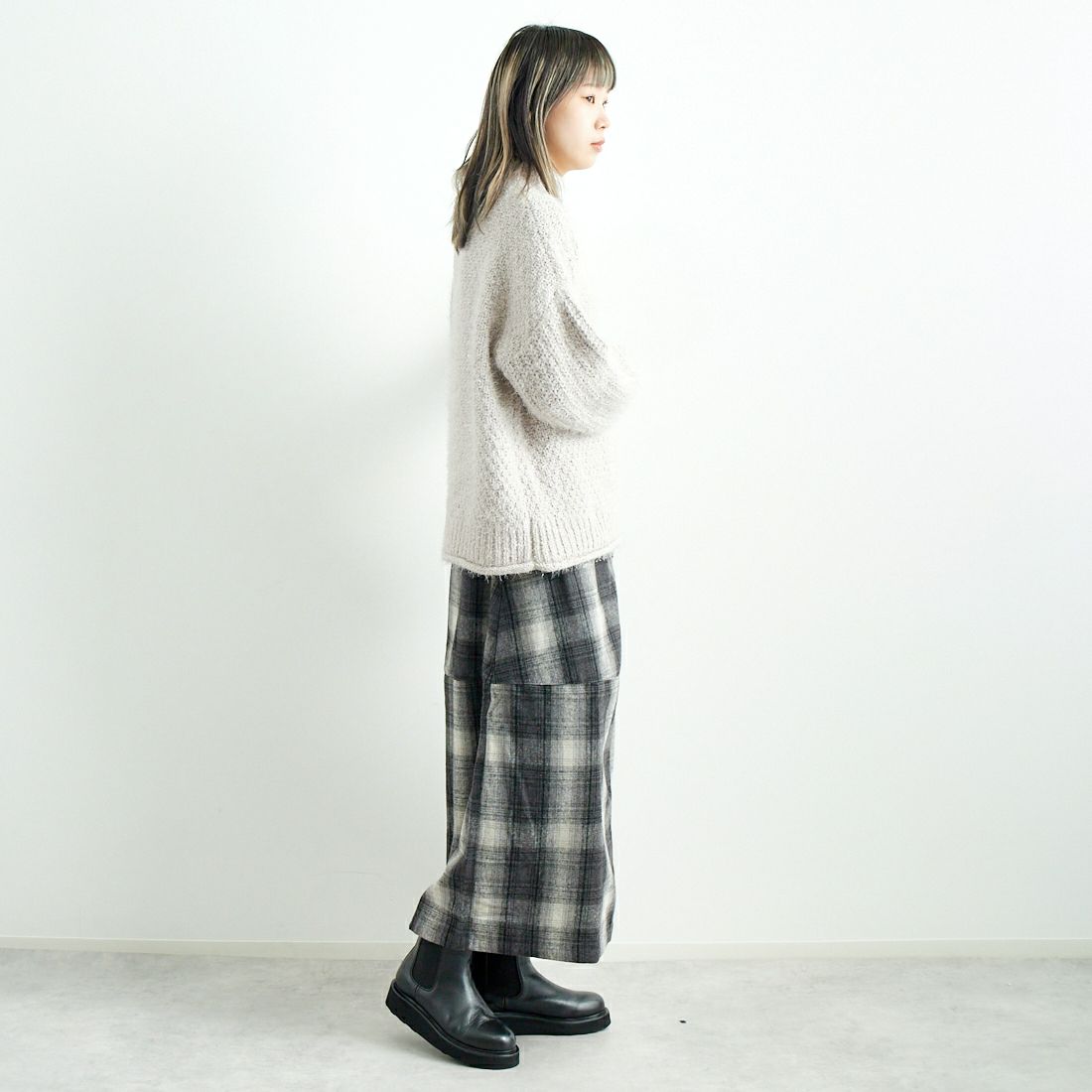 Jf Ready Made [ジェイエフレディメイド] ラメモールバスケット編みプルオーバー [3224424] ｸﾞﾚｰﾍﾞｰｼﾞｭ &&モデル身長：167cm 着用サイズ：F&&