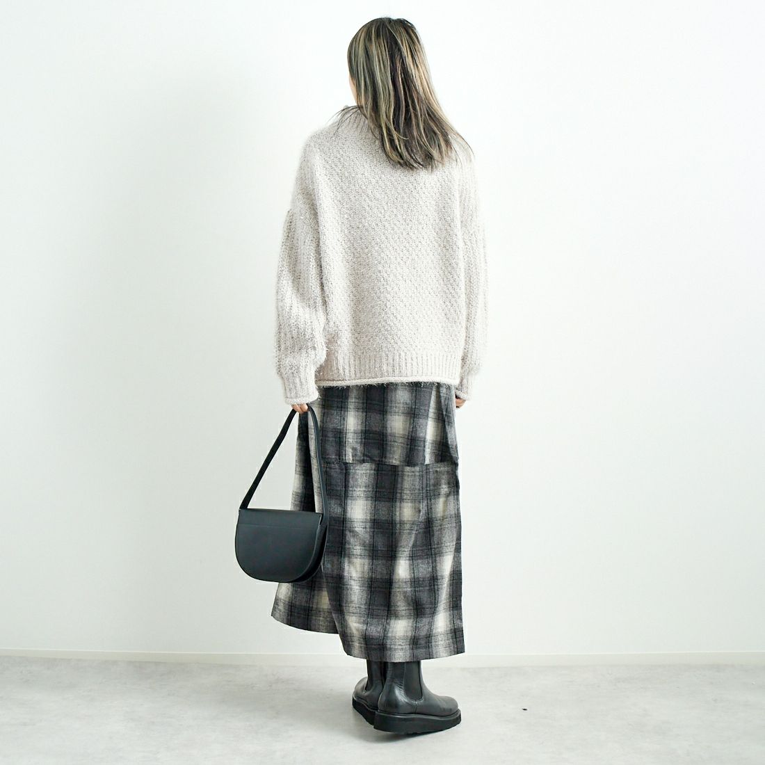 Jf Ready Made [ジェイエフレディメイド] ラメモールバスケット編みプルオーバー [3224424] ｸﾞﾚｰﾍﾞｰｼﾞｭ &&モデル身長：167cm 着用サイズ：F&&