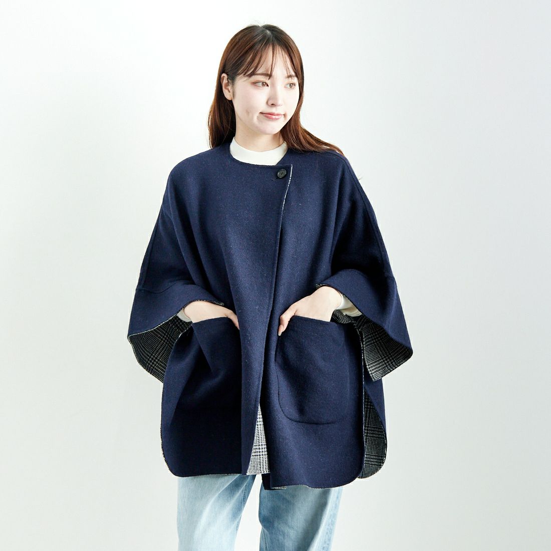 CLOCHE [クロシェ] リバーシブルウールポンチョ [45284501]｜ジーンズ 