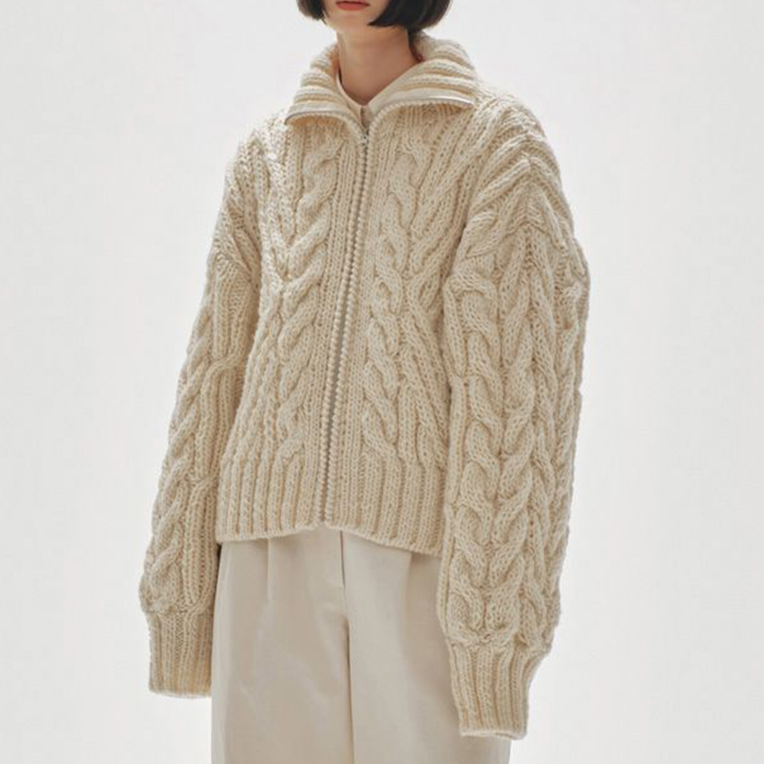 ☆A-K-R-I-S☆美品☆カシミヤ100☆手編み☆ハンドニット☆カーディガン 