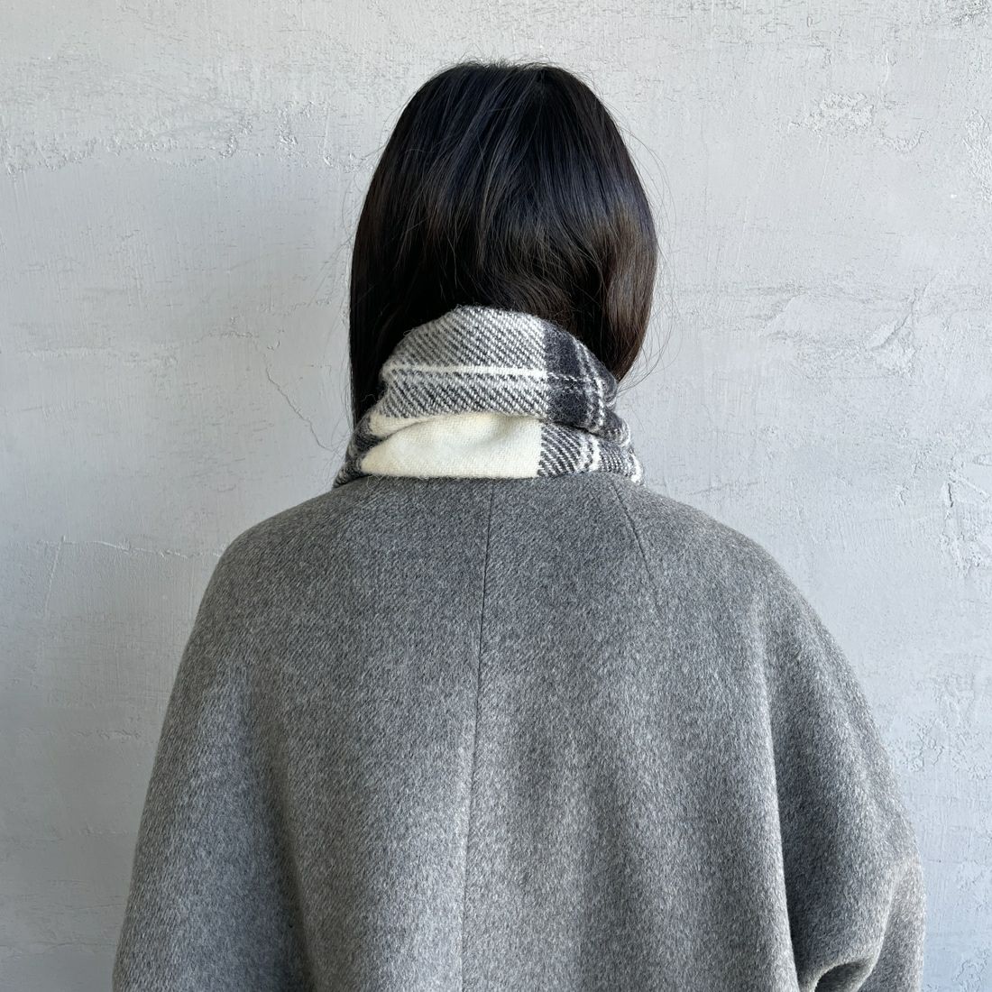 TWEED MILL [ツィードミル] 別注 チェック×フリース リバーシブル差し込みマフラー [17-93-PNWFL-JF] GREY DRESS