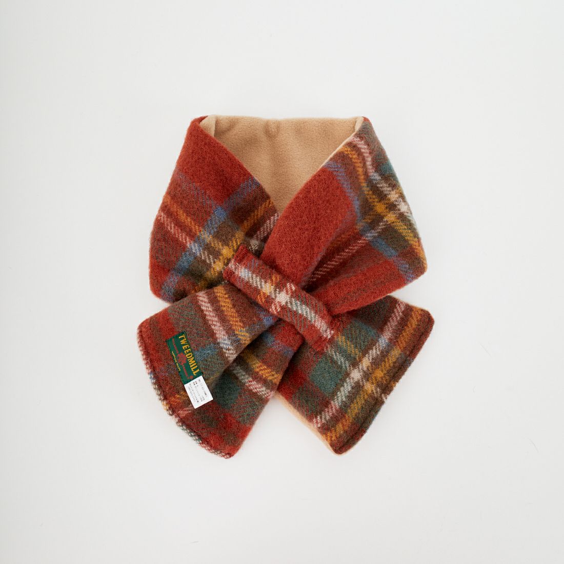 TWEED MILL [ツィードミル] 別注 チェック×フリース リバーシブル差し込みマフラー [17-93-PNWFL-JF] ANTIQUE RO