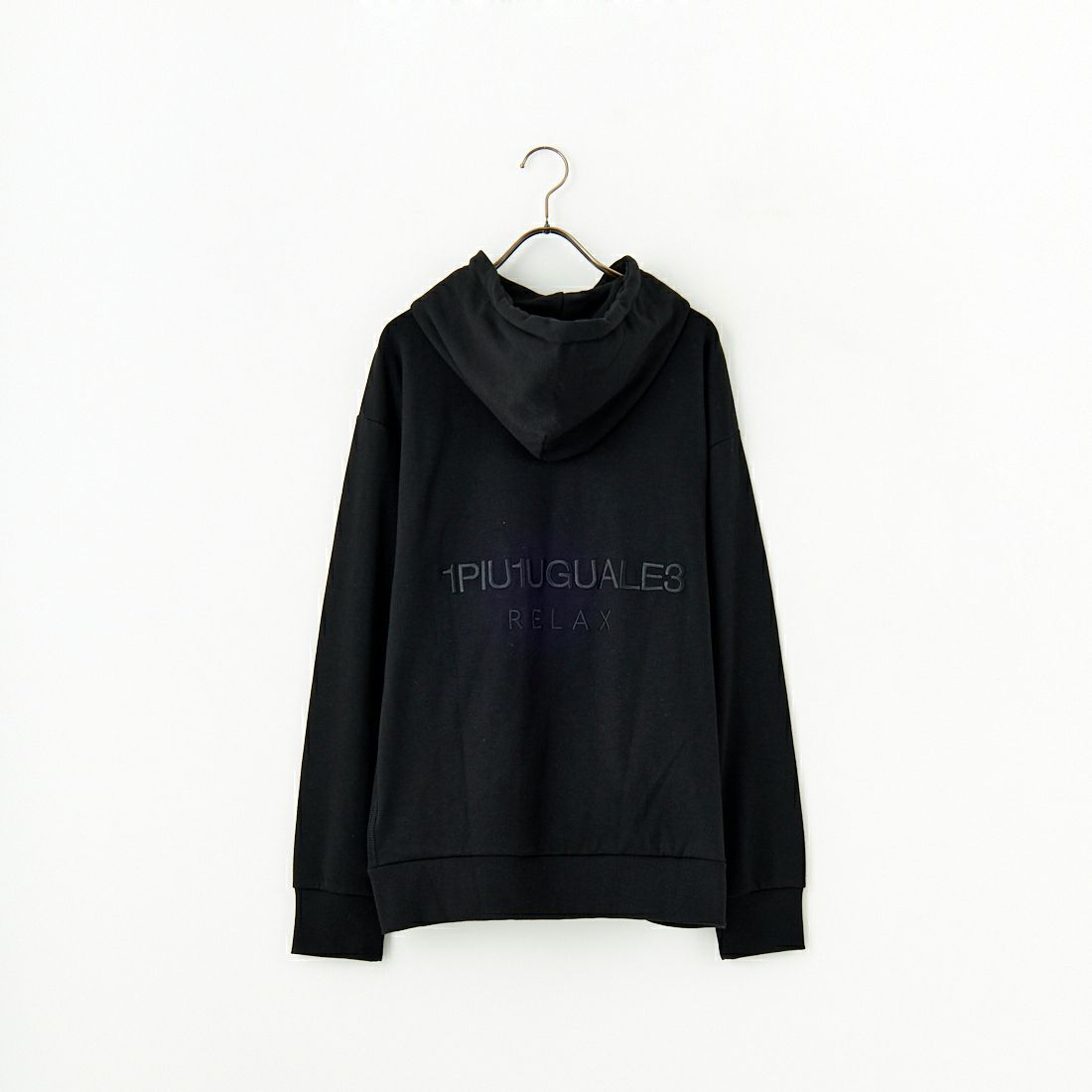 1PIU1UGUALE3 RELAX [ウノ ピゥ ウノ ウグァーレ トレ] 別注 バックロゴ刺繍 スウェットパーカー [USO-24121IN-JF] BLACK