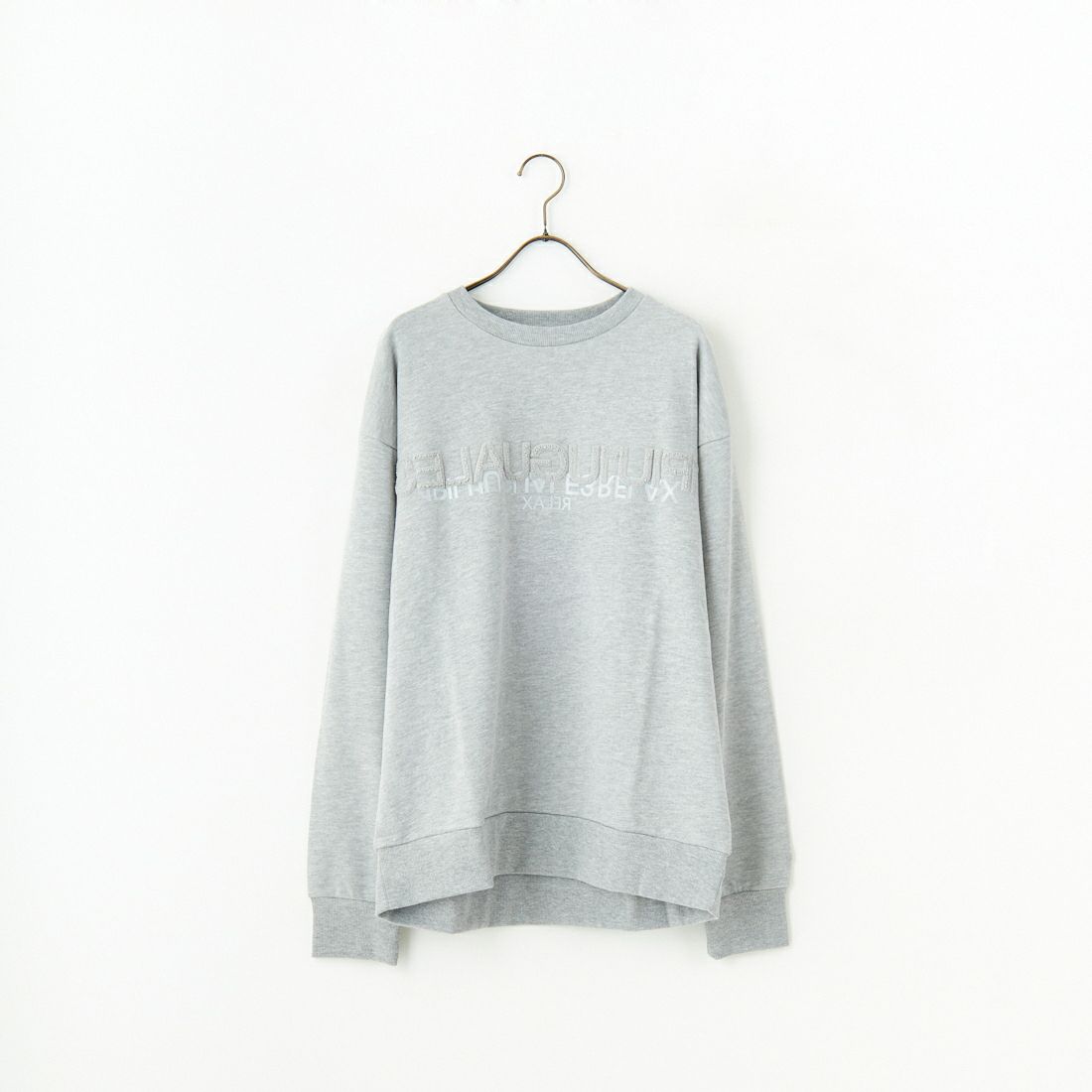 1PIU1UGUALE3 RELAX [ウノ ピゥ ウノ ウグァーレ トレ] 別注 発泡プリントロゴ クルーネックスウェット [USO-24120IN-JF] GRAY