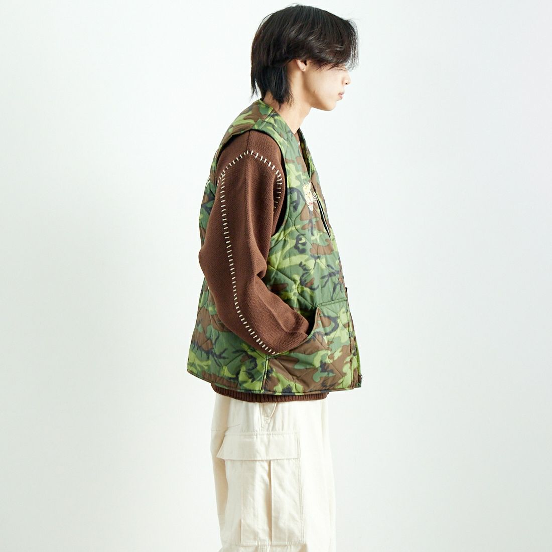 TAILOR TOYO [テーラートウヨウ] ベトナムライナーベスト [TT15549] 198 CAMO &&モデル身長：179cm 着用サイズ：XXL&&