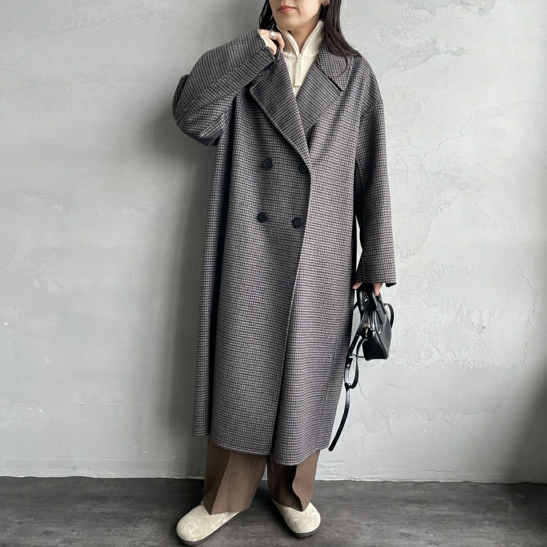 le glazik [ルグラジック] リバーダブル ブレステッドコート [LG-A0451LWW] BLK/BRN GU &&モデル身長：160cm 着用サイズ：36&&