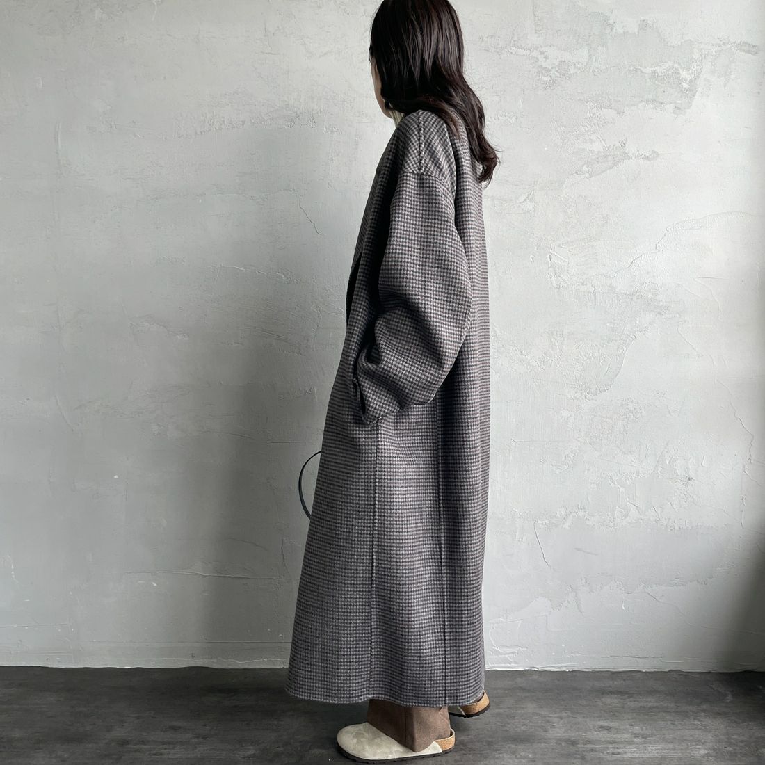 le glazik [ルグラジック] リバーダブル ブレステッドコート [LG-A0451LWW] BLK/BRN GU &&モデル身長：160cm 着用サイズ：36&&