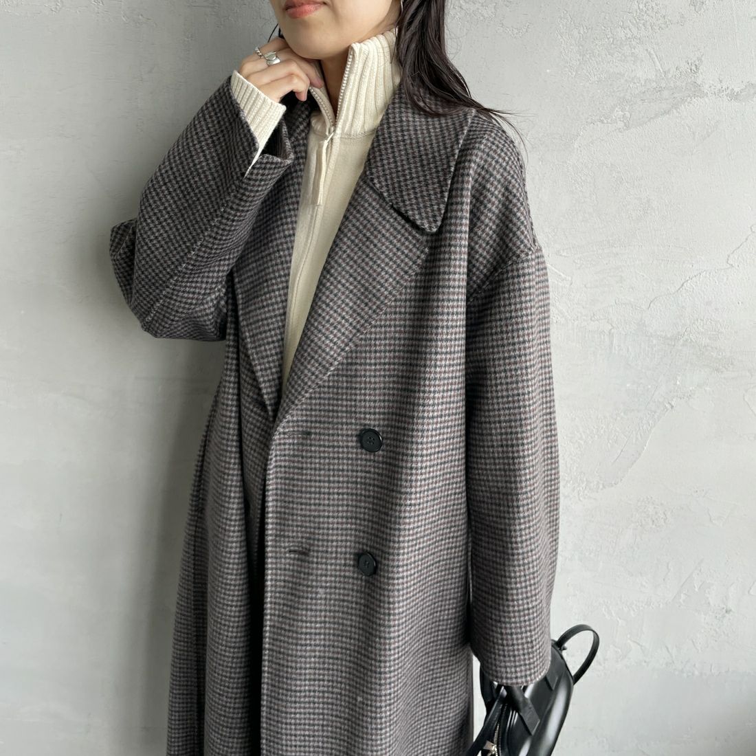 le glazik [ルグラジック] リバーダブル ブレステッドコート [LG-A0451LWW] BLK/BRN GU &&モデル身長：160cm 着用サイズ：36&&