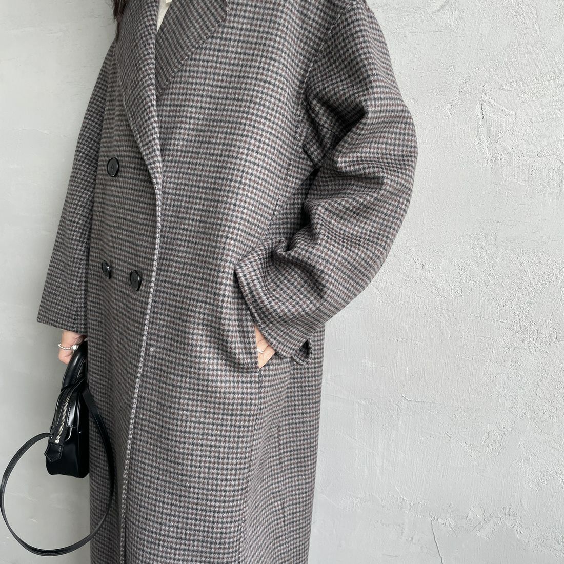 le glazik [ルグラジック] リバーダブル ブレステッドコート [LG-A0451LWW] BLK/BRN GU &&モデル身長：160cm 着用サイズ：36&&