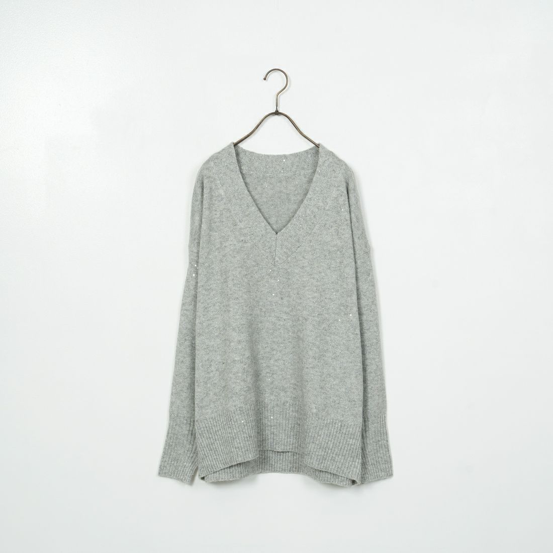 CLOCHE [クロシェ] スパンコールVネックニット [45285628] ｸﾞﾚｰ