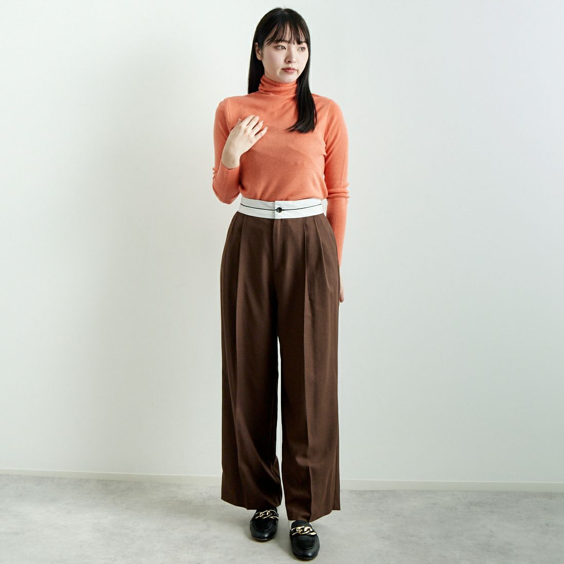 Jf Ready Made [ジェイエフレディメイド] タートルネックニット [3108820] 202 ORANGE &&モデル身長：167cm 着用サイズ：F&&