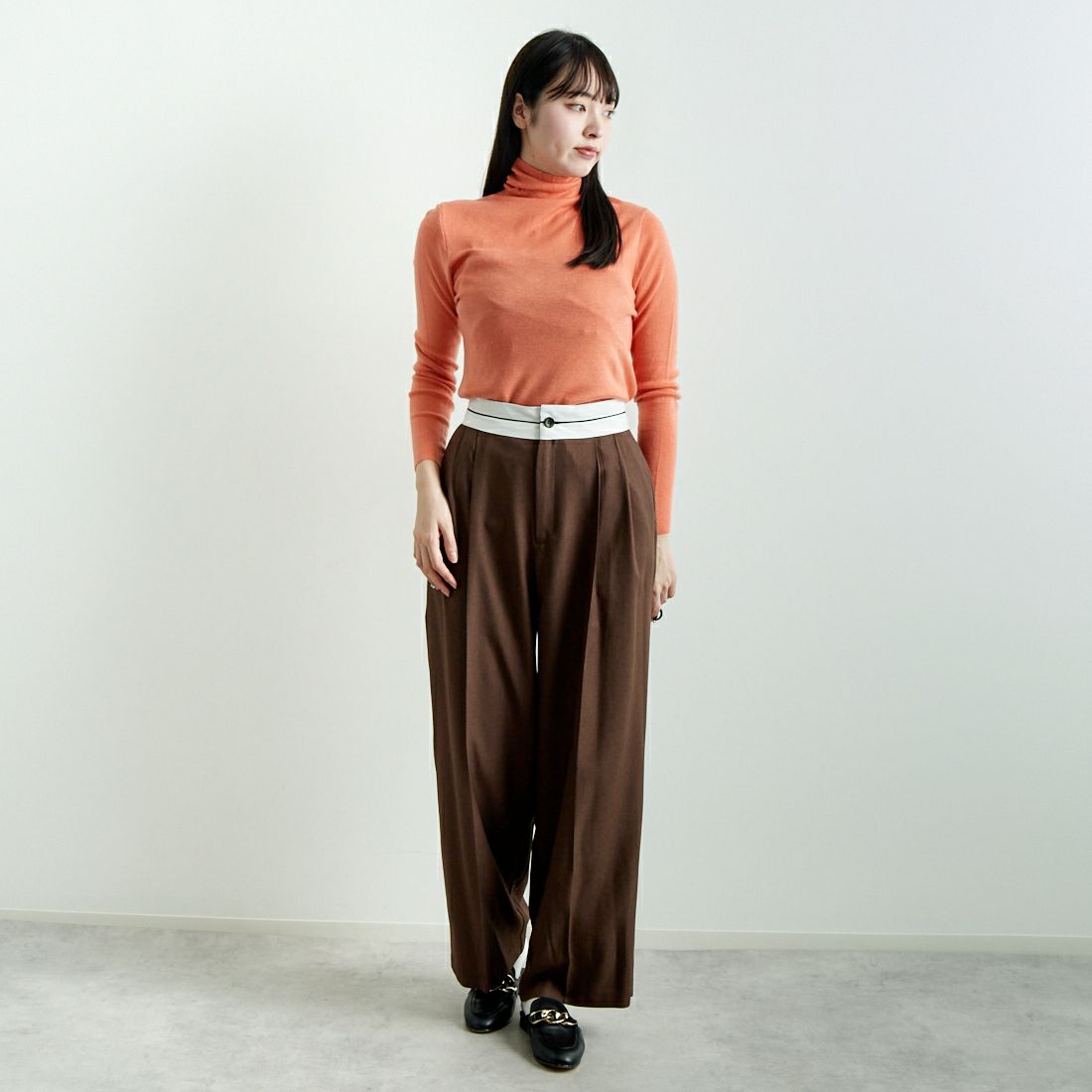 Jf Ready Made [ジェイエフレディメイド] タートルネックニット [3108820] 202 ORANGE &&モデル身長：167cm 着用サイズ：F&&