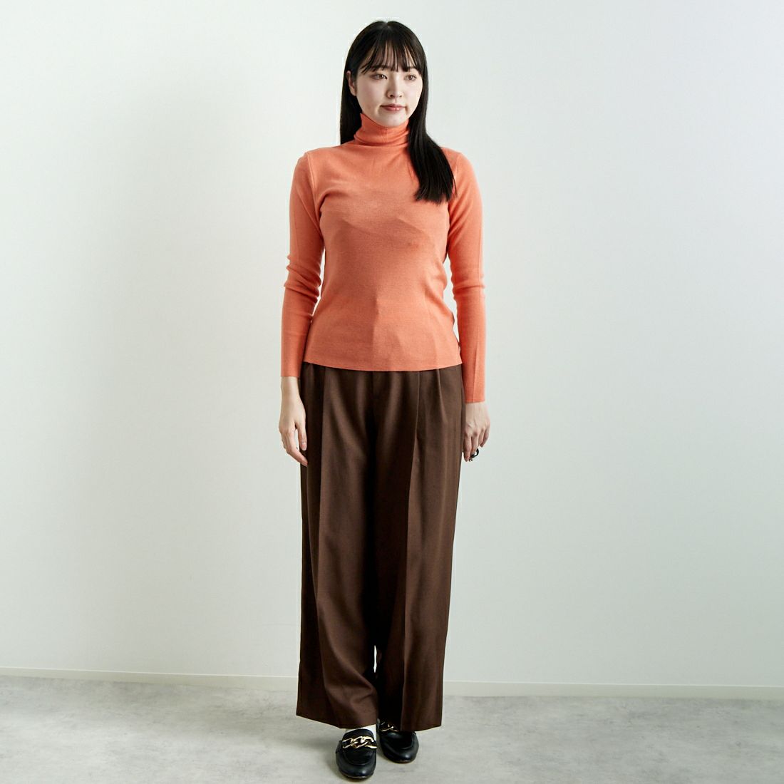 Jf Ready Made [ジェイエフレディメイド] タートルネックニット [3108820] 202 ORANGE &&モデル身長：167cm 着用サイズ：F&&