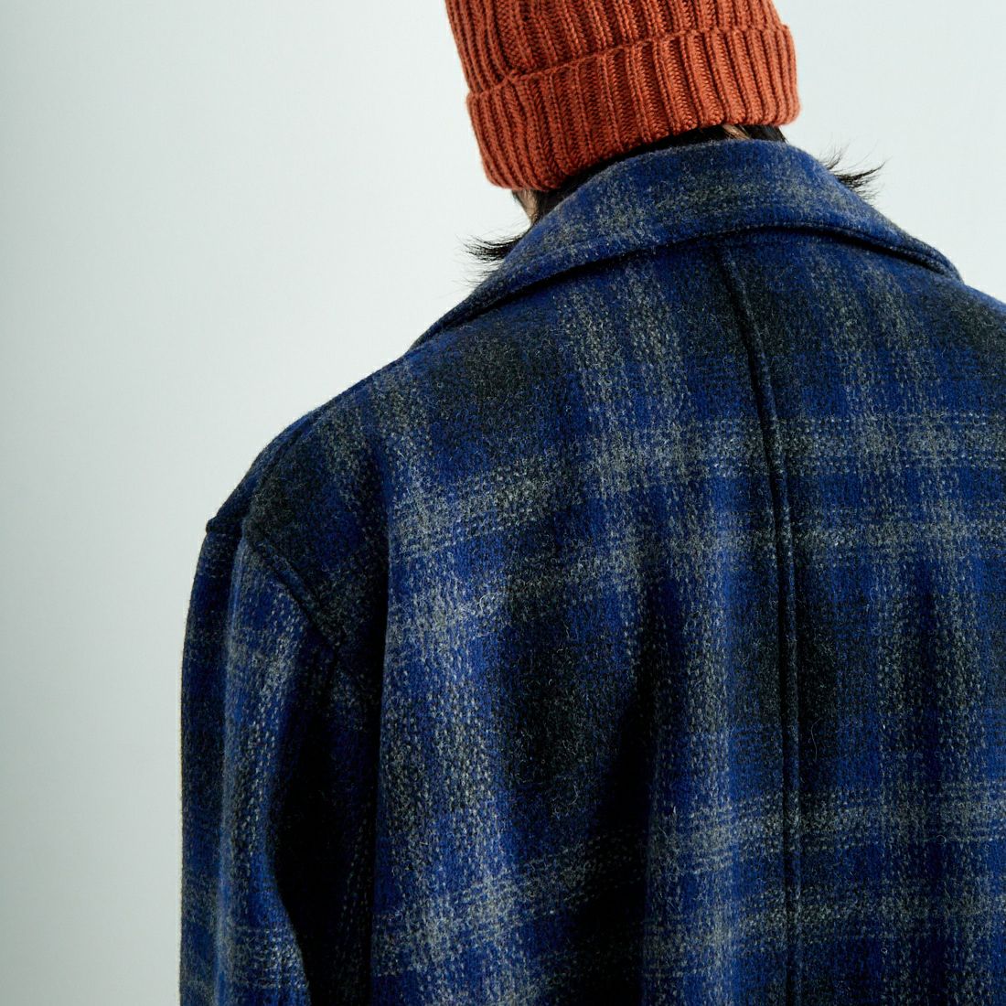 South2West8 [サウスツーウエストエイト] オンブレチェック メルトンピーコート [PU460] A NAVY