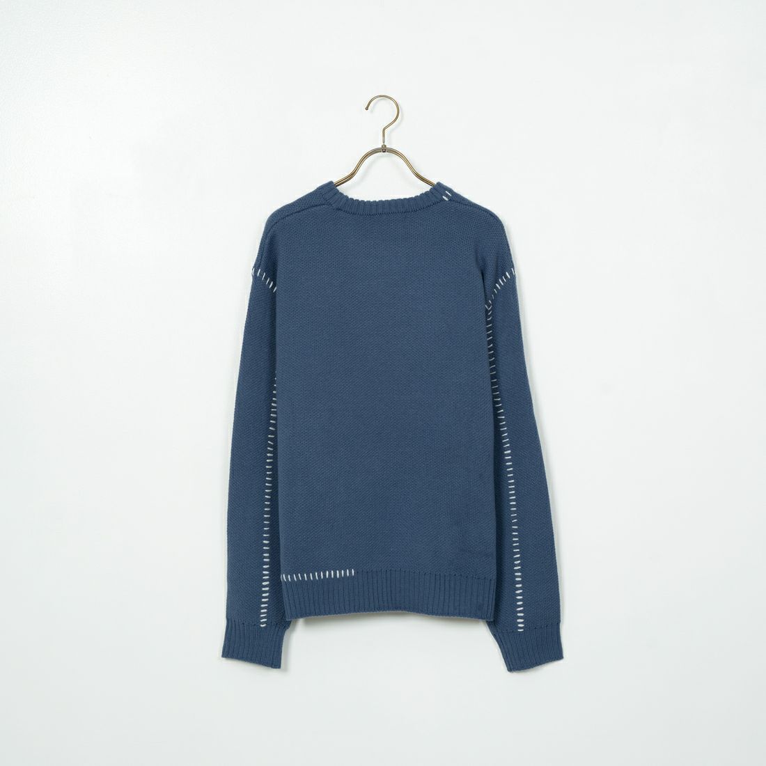 33Degrees [サーティスリーディグリーズ] 手差しステッチクルーネックニット [ND-24751000] 67 BLUEGRY