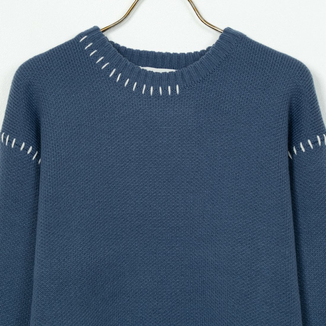33Degrees [サーティスリーディグリーズ] 手差しステッチクルーネックニット [ND-24751000] 67 BLUEGRY
