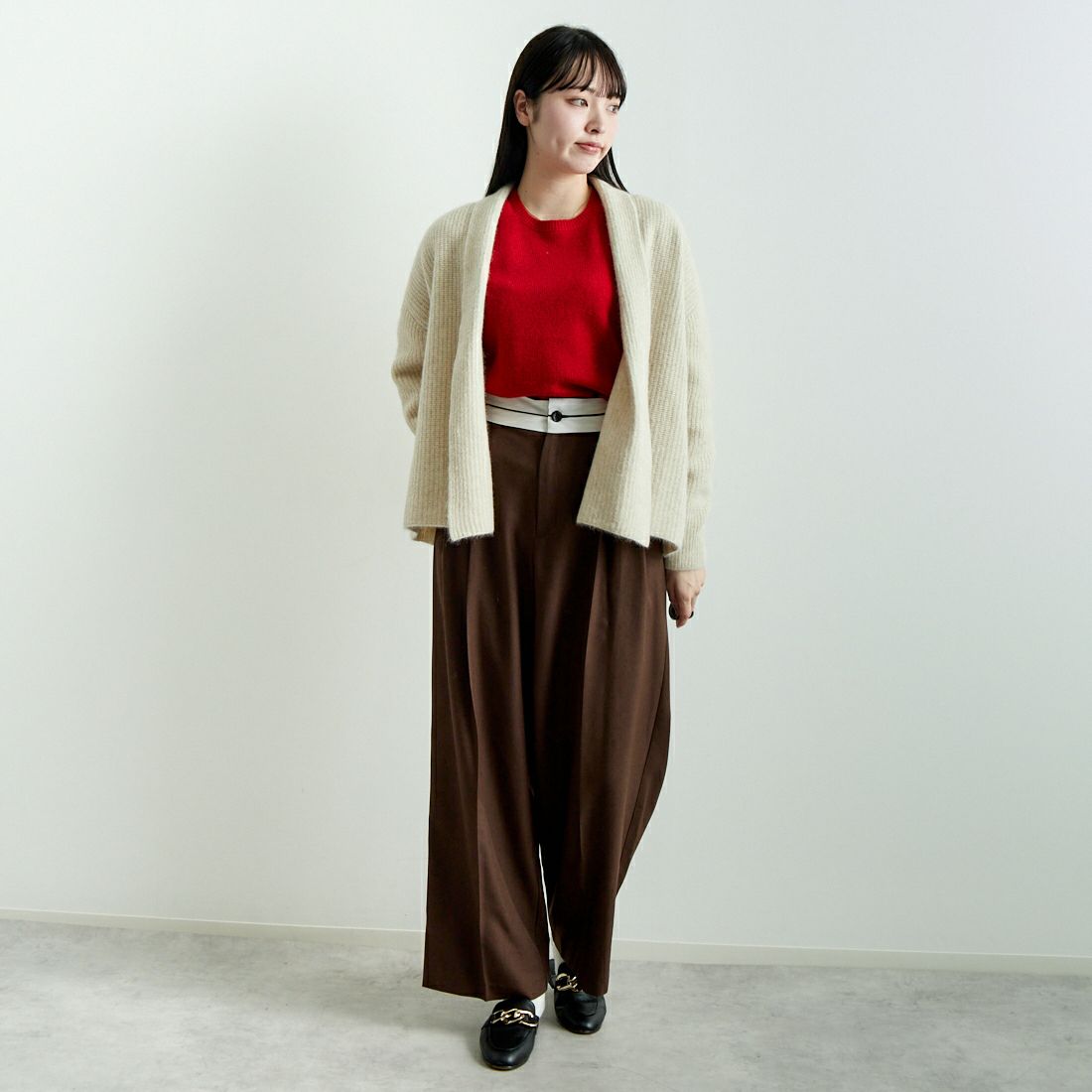 USINE [ユジーヌ] フォックス混ラメトッパーカーディガン [11243817] ｵﾌ &&モデル身長：167cm 着用サイズ：F&&