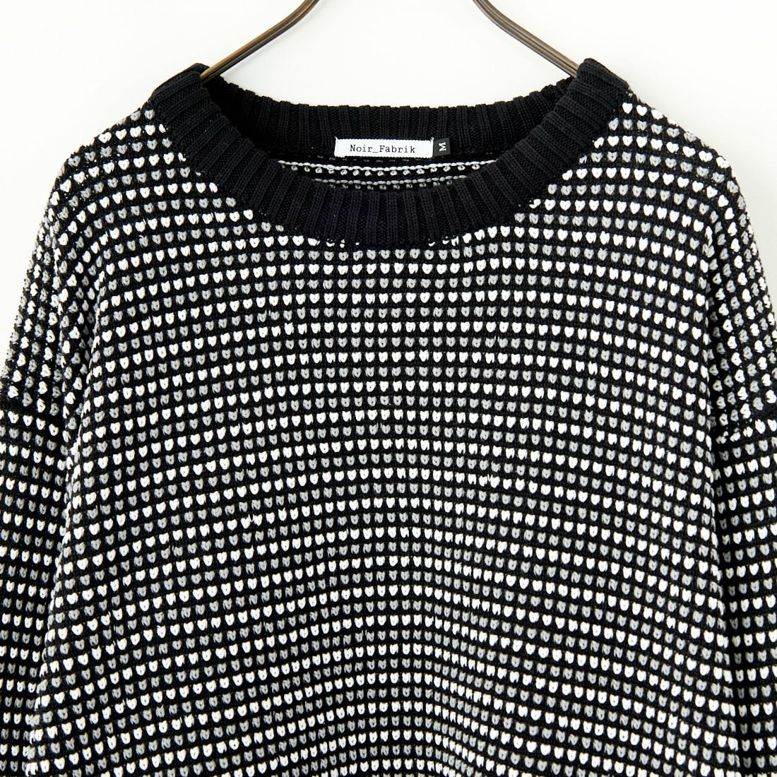 Noir Fabrik [ヌワールファブリック] ポップコーン編み クルーネックニット [NF-244-093] BLK