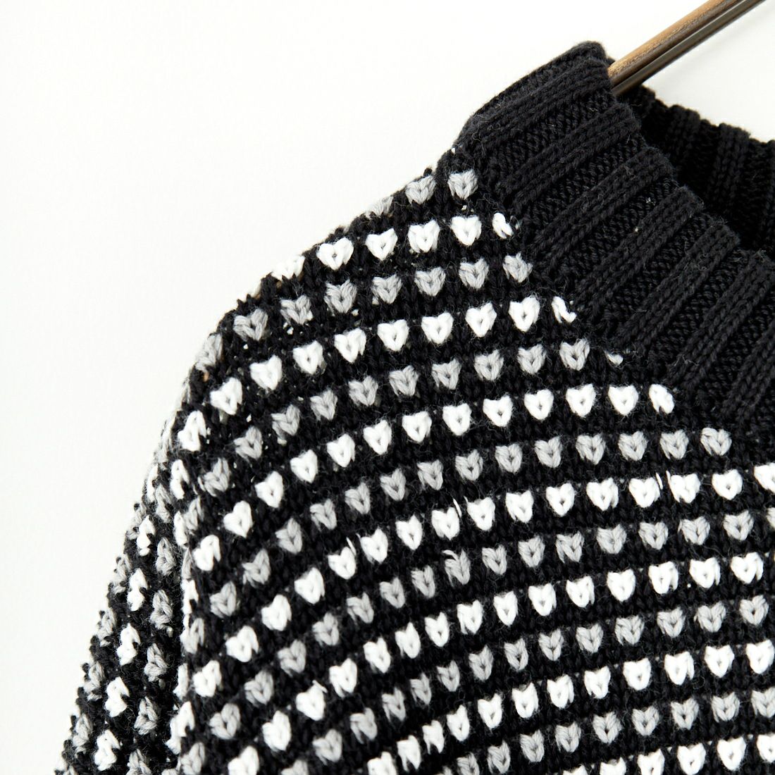 Noir Fabrik [ヌワールファブリック] ポップコーン編み クルーネックニット [NF-244-093] BLK