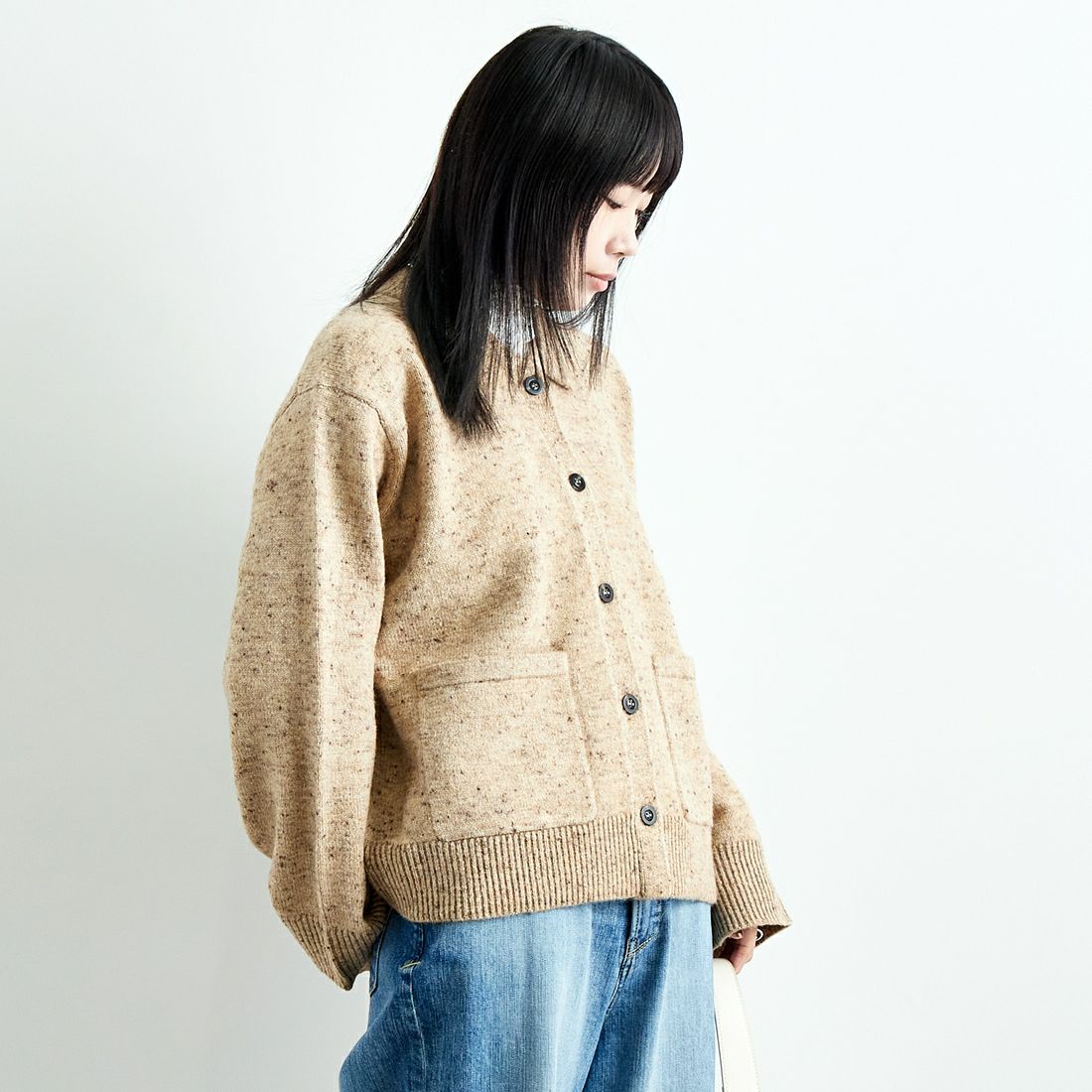 TORRAZZO DONNA [トラッゾドンナ] ネップミックスニット [6257-678] 43 BEIGE &&モデル身長：167cm 着用サイズ：F&&