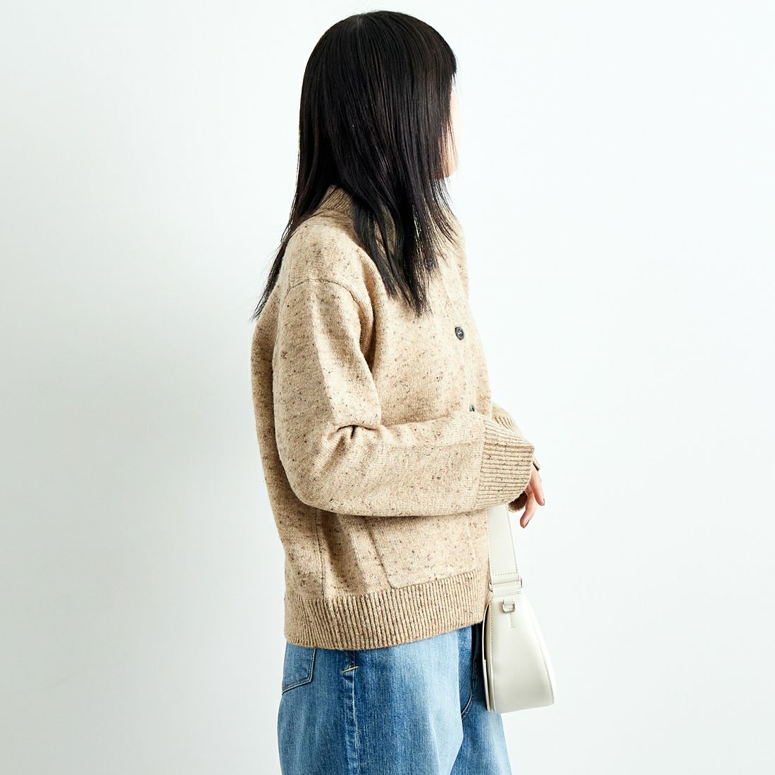 TORRAZZO DONNA [トラッゾドンナ] ネップミックスニット [6257-678] 43 BEIGE &&モデル身長：167cm 着用サイズ：F&&
