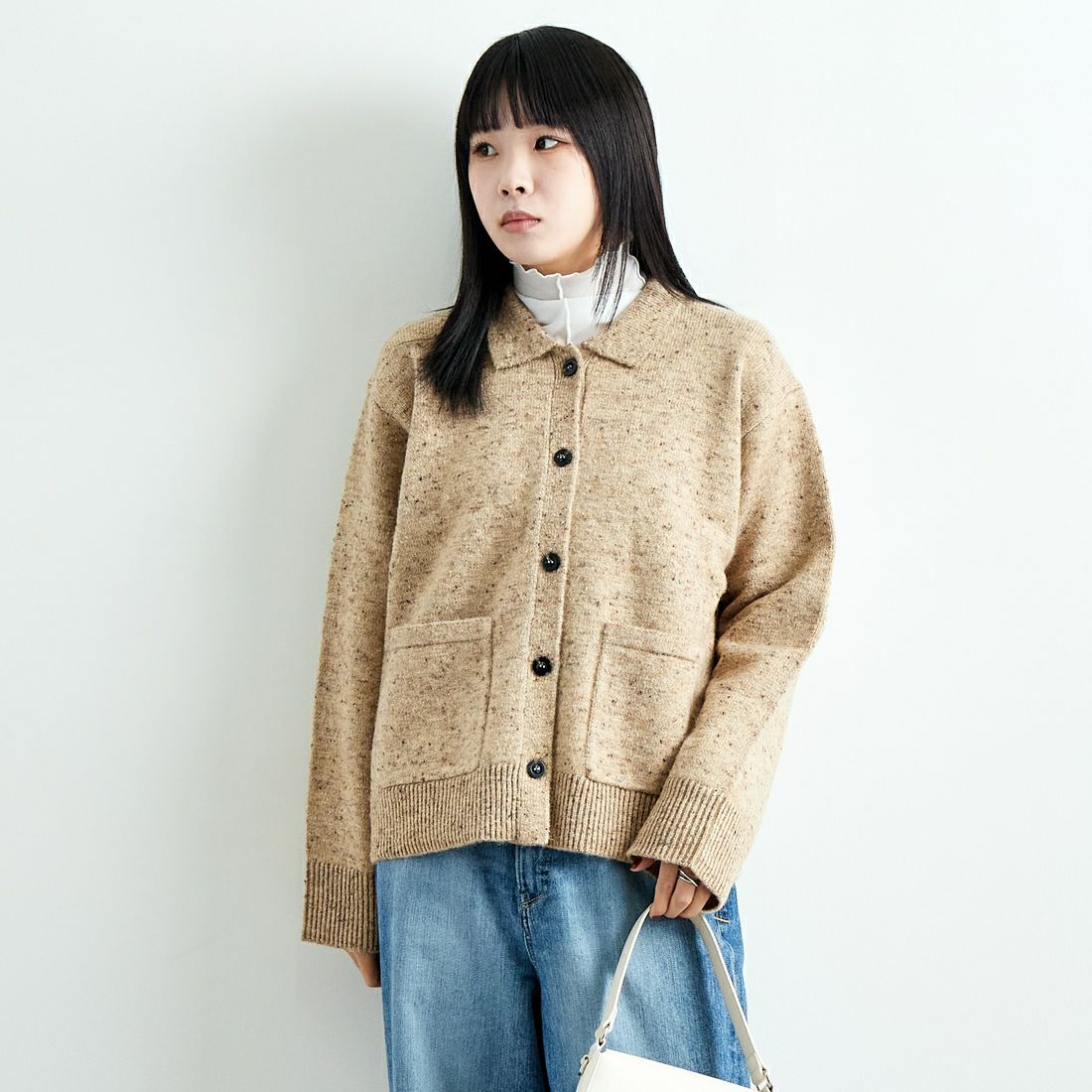 TORRAZZO DONNA [トラッゾドンナ] ネップミックスニット [6257-678] 43 BEIGE &&モデル身長：167cm 着用サイズ：F&&