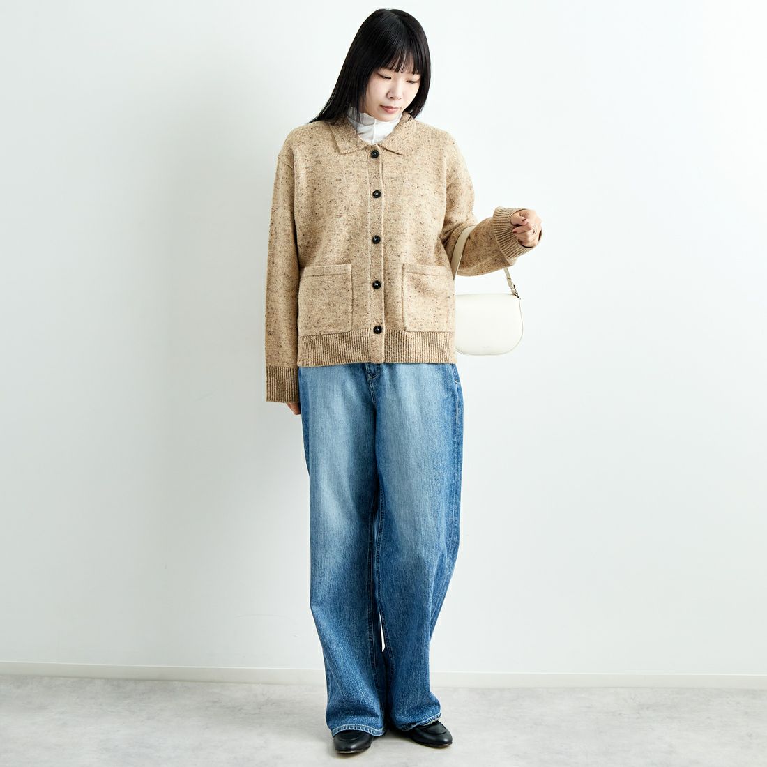 TORRAZZO DONNA [トラッゾドンナ] ネップミックスニット [6257-678] 43 BEIGE &&モデル身長：167cm 着用サイズ：F&&