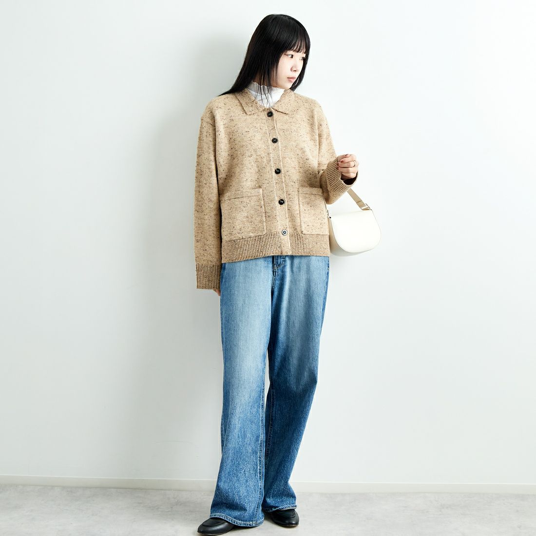 TORRAZZO DONNA [トラッゾドンナ] ネップミックスニット [6257-678] 43 BEIGE &&モデル身長：167cm 着用サイズ：F&&