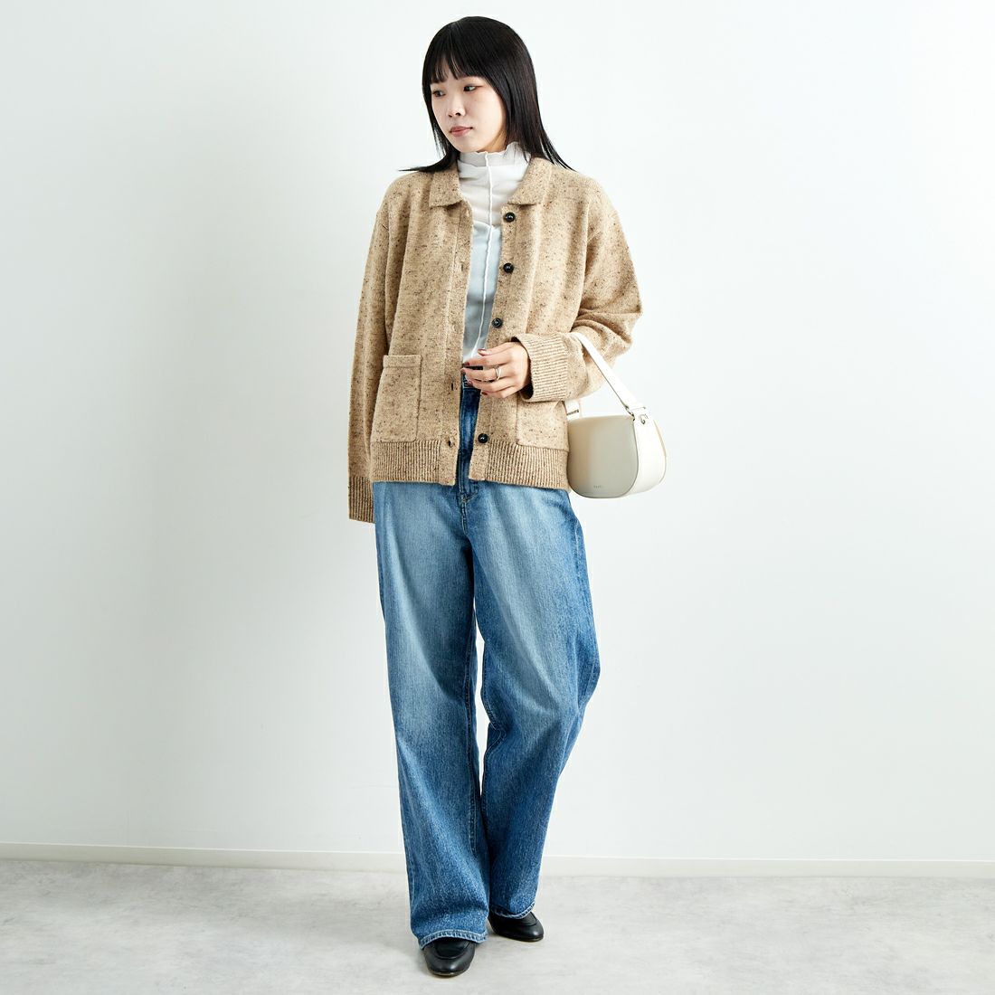 TORRAZZO DONNA [トラッゾドンナ] ネップミックスニット [6257-678] 43 BEIGE &&モデル身長：167cm 着用サイズ：F&&