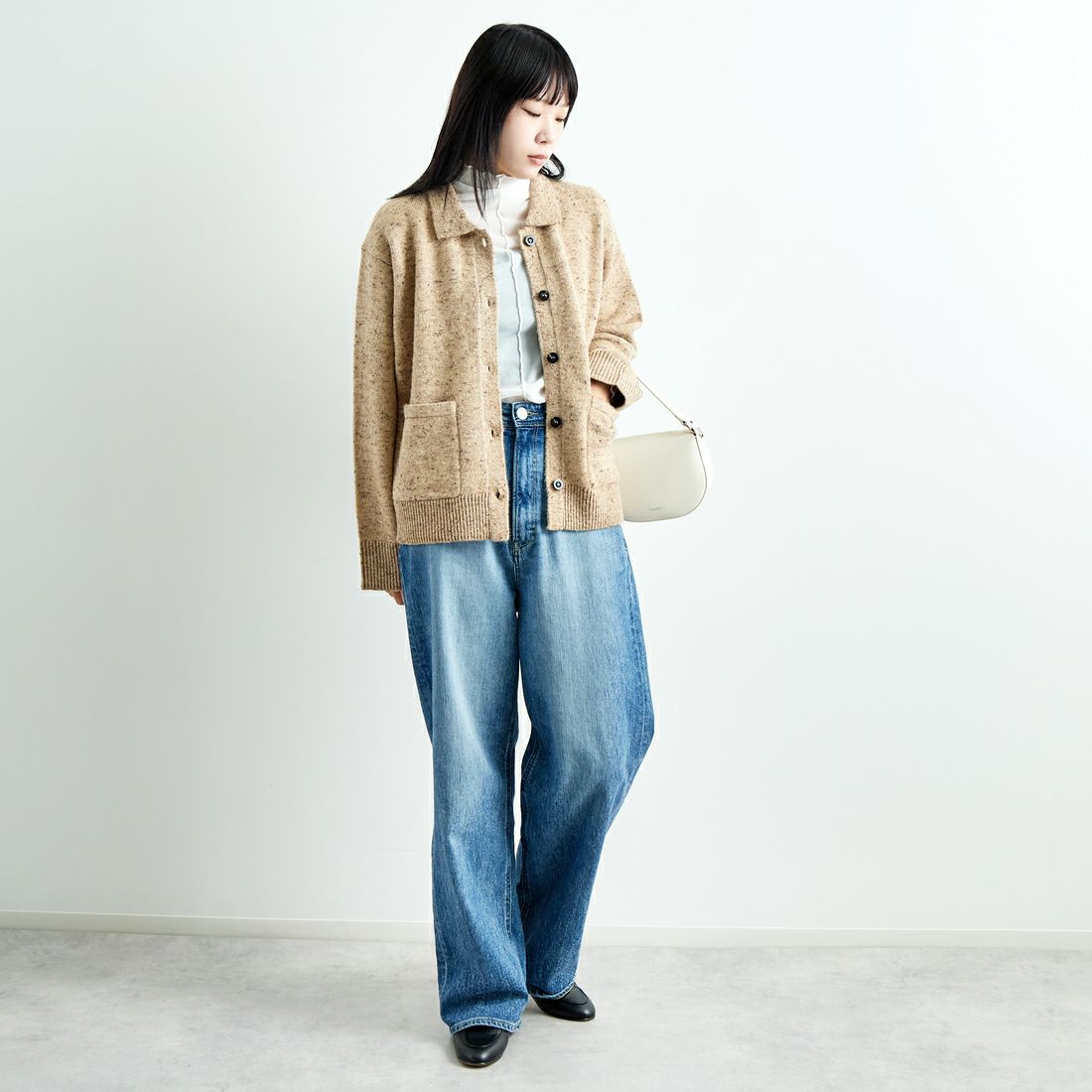 TORRAZZO DONNA [トラッゾドンナ] ネップミックスニット [6257-678] 43 BEIGE &&モデル身長：167cm 着用サイズ：F&&