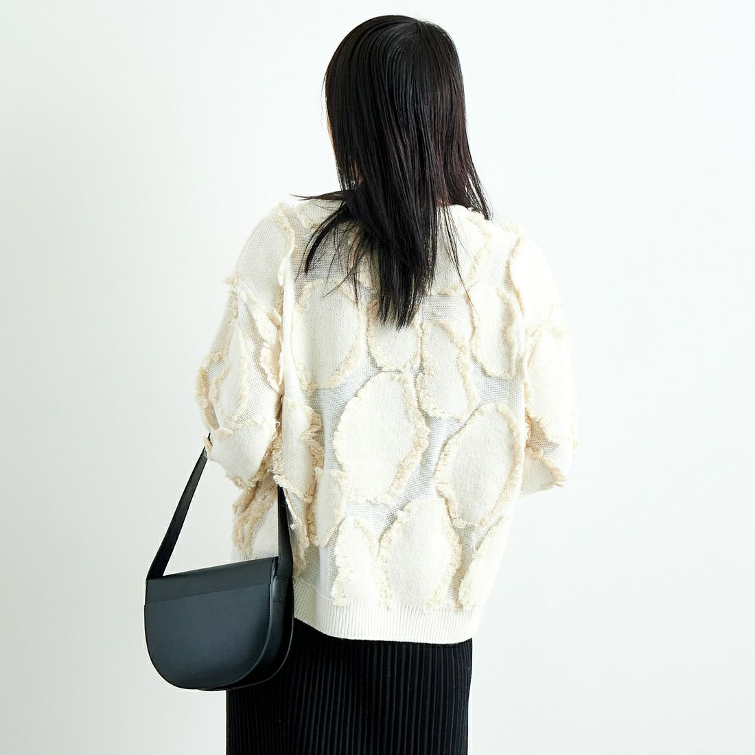 TORRAZZO DONNA [トラッゾドンナ] フリンジニットトップス [6257-450] 09 IVORY &&モデル身長：167cm 着用サイズ：F&&